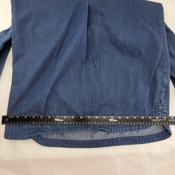 Old Navy Shirt Dress Womens M Blue Denim Popover 1/2 Button Pockets Collar - Picture 8 of 10